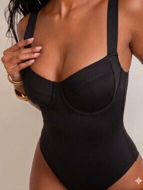 TA3 Lifty one piece swimsuit black lace up corset slimming womens medium J/K NWT